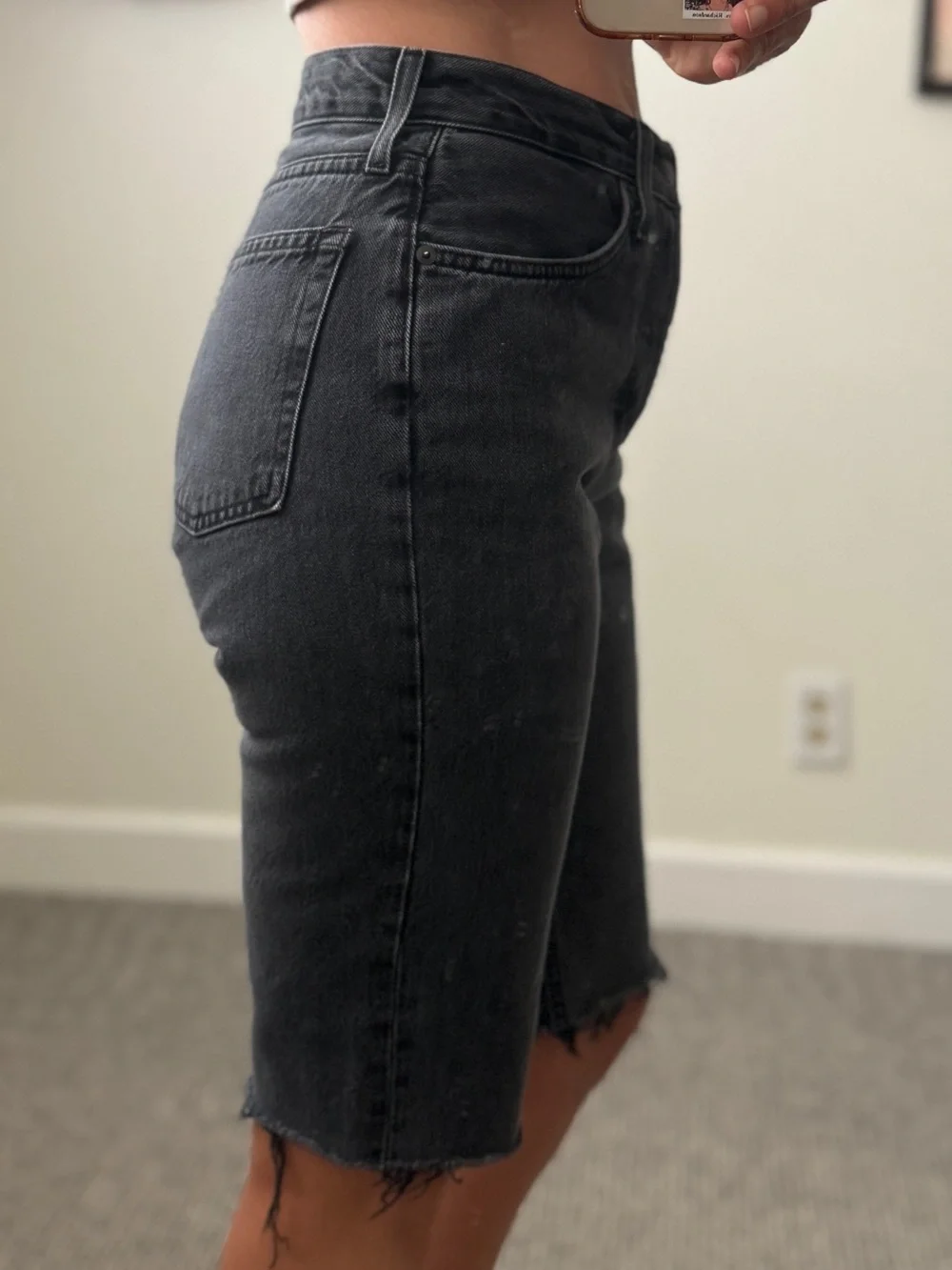 Everlane 90’s Cheeky Jean Long Denim jorts Bermuda Jorts Washed Black capri 26